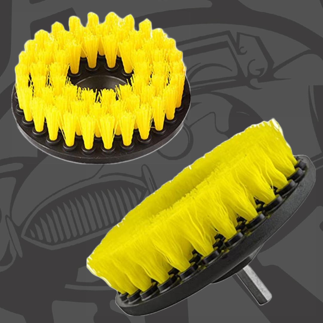 Upholstery Cleaning Brush Drill Attachment | 5 Yellow Medium